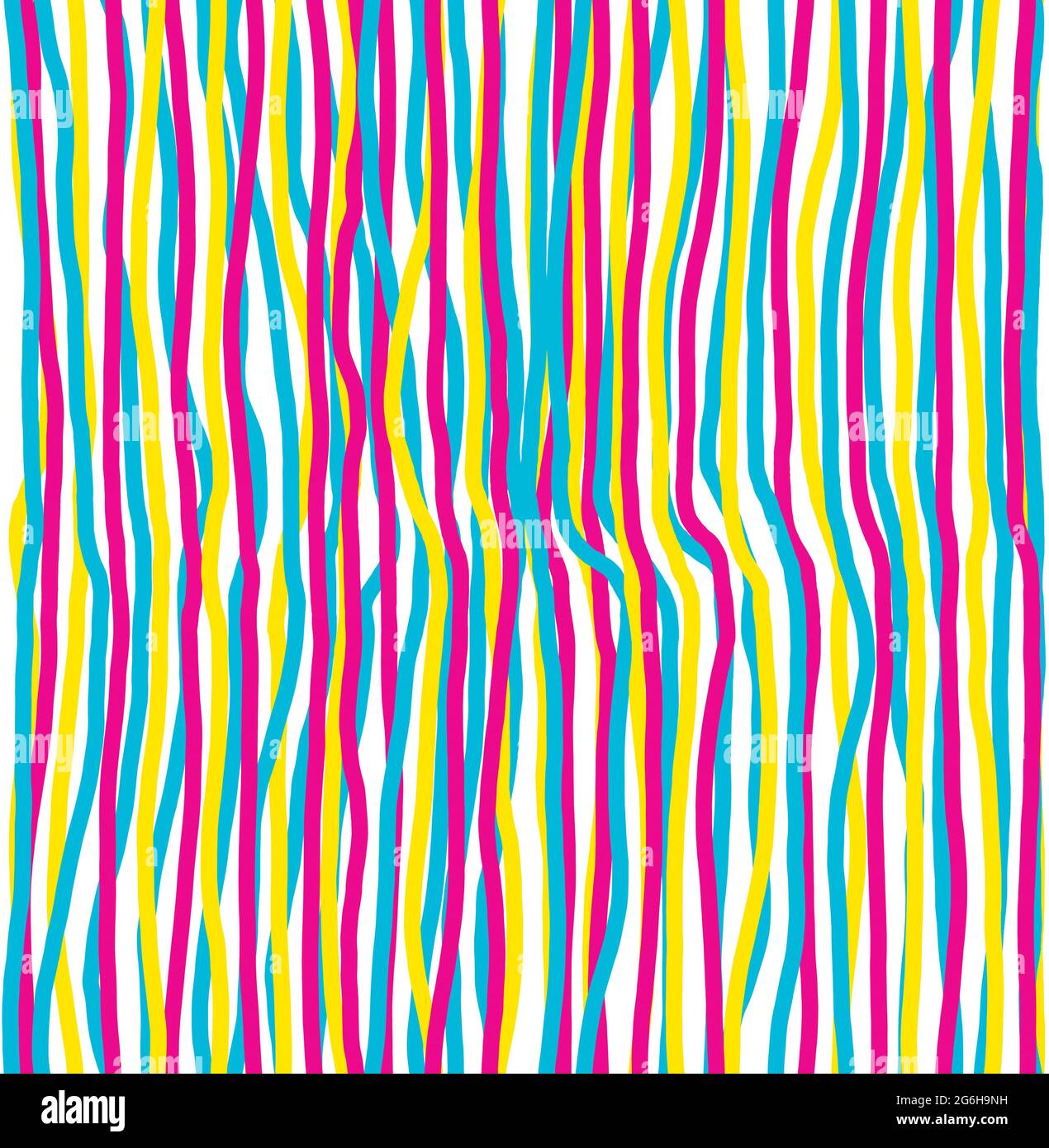 Abstract design of streamer-like vertical lines in red, yellow and blue forming a seamless repeatable pattern Stock Photo