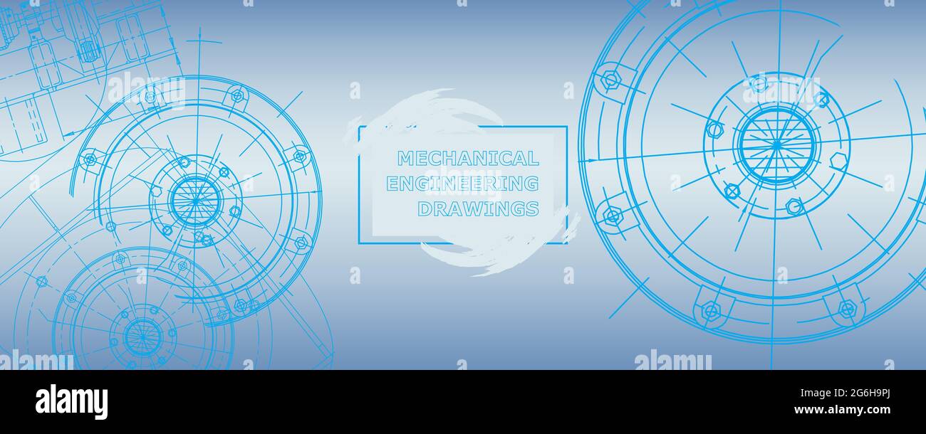 Mechanical engineering drawing. Abstract drawing. Engineering technological wallpaper Stock Vector