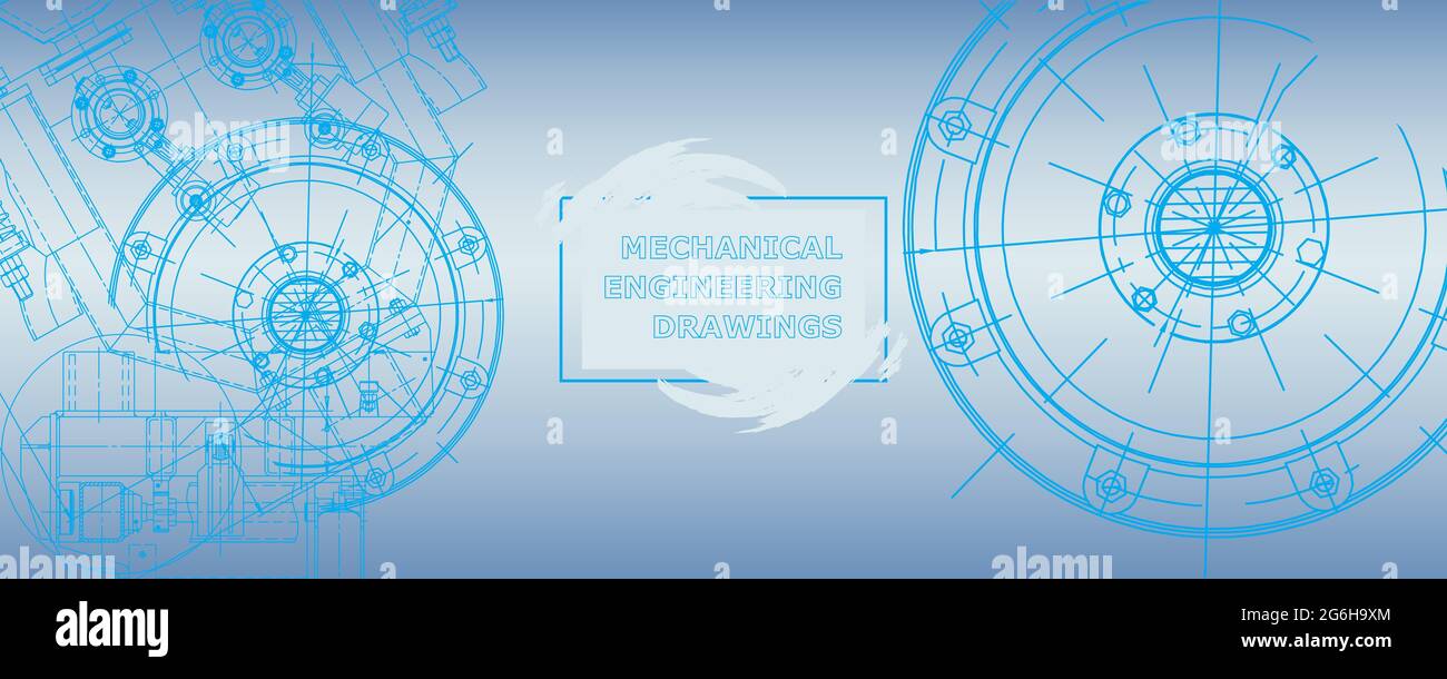 Mechanical engineering drawing. Abstract drawing. Engineering technological wallpaper Stock Vector