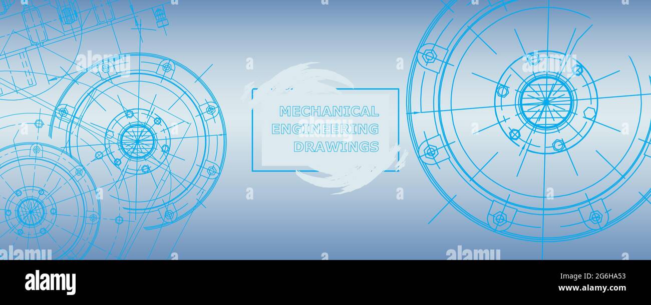 Mechanical engineering drawing. Abstract drawing. Engineering technological wallpaper Stock Vector
