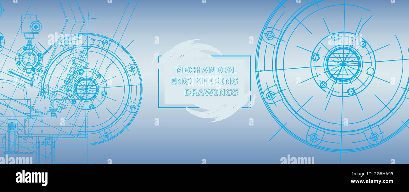 Mechanical engineering drawing. Abstract drawing. Engineering technological wallpaper Stock Vector