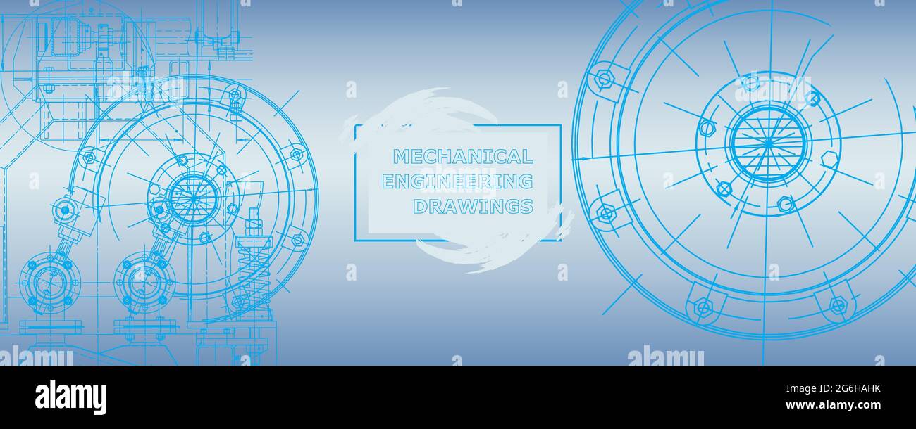 Mechanical engineering drawing. Abstract drawing. Engineering technological wallpaper Stock Vector