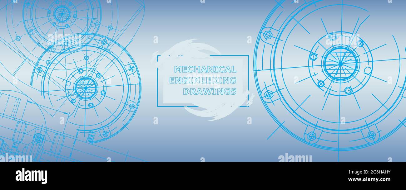 Mechanical engineering drawing. Abstract drawing. Engineering technological wallpaper Stock Vector