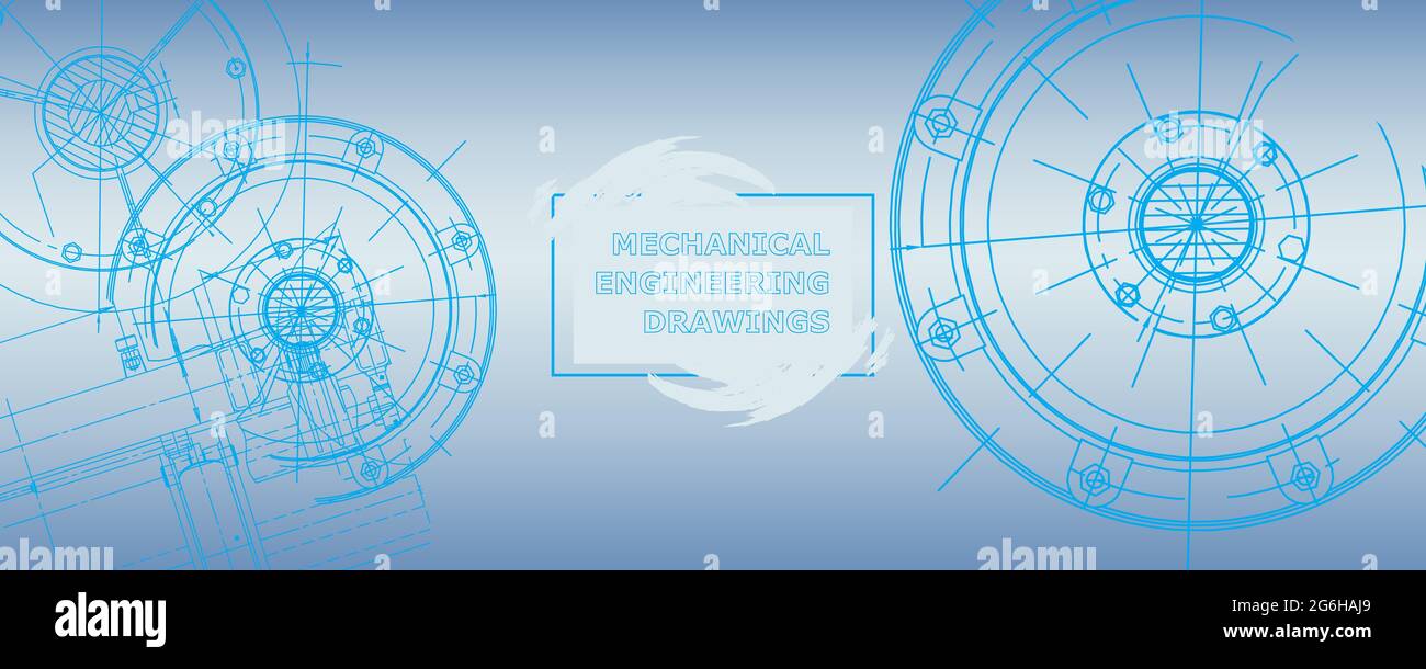 Mechanical engineering drawing. Abstract drawing. Engineering technological wallpaper Stock Vector