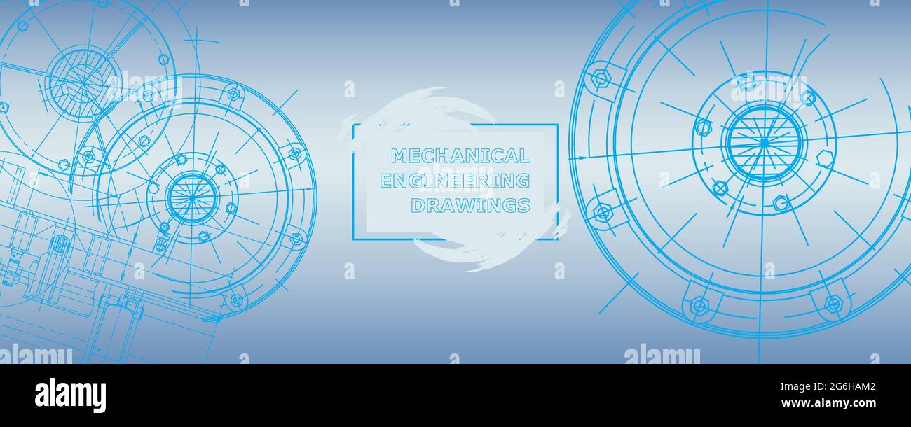 Mechanical engineering drawing. Abstract drawing. Engineering technological wallpaper Stock Vector