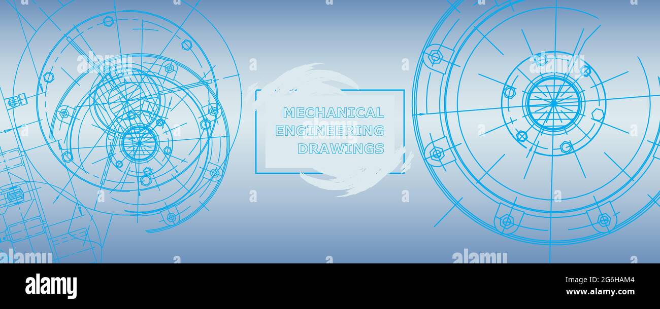 Mechanical engineering drawing. Abstract drawing. Engineering technological wallpaper Stock Vector