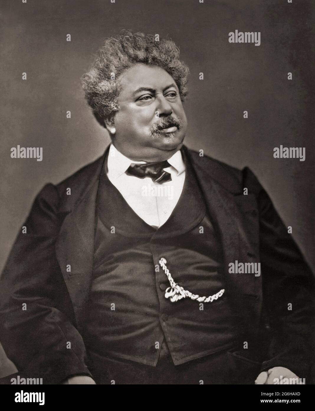 Alexandre Dumas Senior, aka Alexandre Dumas père, 1802 - 1870.  French author.  Amongst his many works are the still popular The Three Musketeers and The Count of Monte Cristo.  After a photograph by Etienne Carjat. Stock Photo