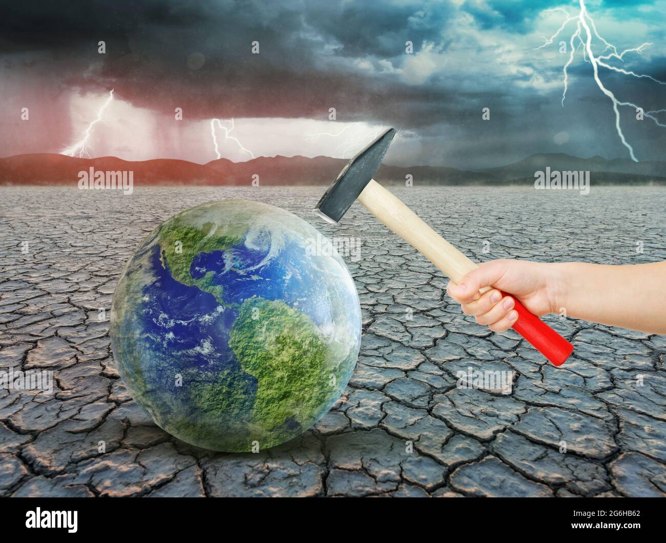Global warming and environment disaster concept 3D illustration.  Elements of this image furnished by NASA. Stock Photo