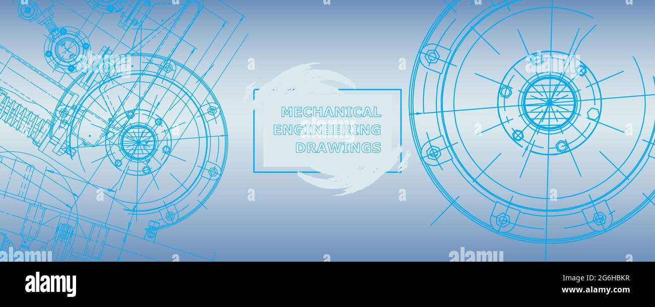 Mechanical engineering drawing. Abstract drawing. Engineering technological wallpaper Stock Vector