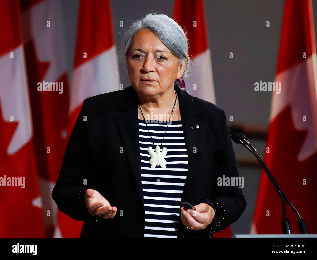 Mary Simon attends a news conference where she is announced as the next Governor General of Canada in Gatineau, Quebec, Canada July 6, 2021.  REUTERS/Patrick Doyle Stock Photo