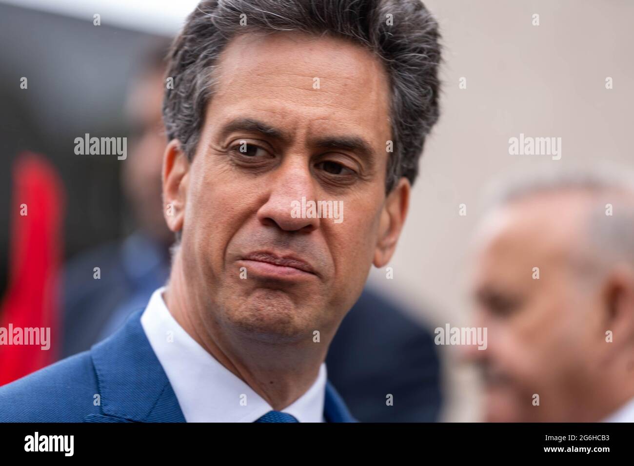 London, UK. 6th July, 2021. The Unite Union organised a protest and lobby of Parliament over the proposed closure of the GKN factory in Birmingham. Several Labour MP's attended the lobby. Ed Miliband Labour MP for Doncaster North and Shadow Minister for Business Credit: Ian Davidson/Alamy Live News Stock Photo