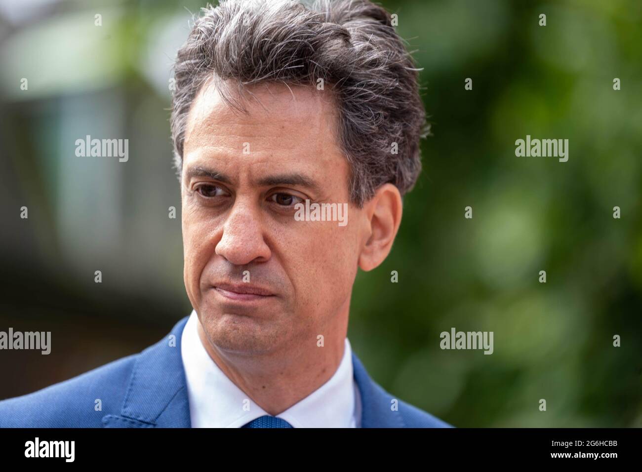 London, UK. 6th July, 2021. The Unite Union organised a protest and lobby of Parliament over the proposed closure of the GKN factory in Birmingham. Several Labour MP's attended the lobby. Ed Miliband Labour MP for Doncaster North and Shadow Minister for Business Credit: Ian Davidson/Alamy Live News Stock Photo