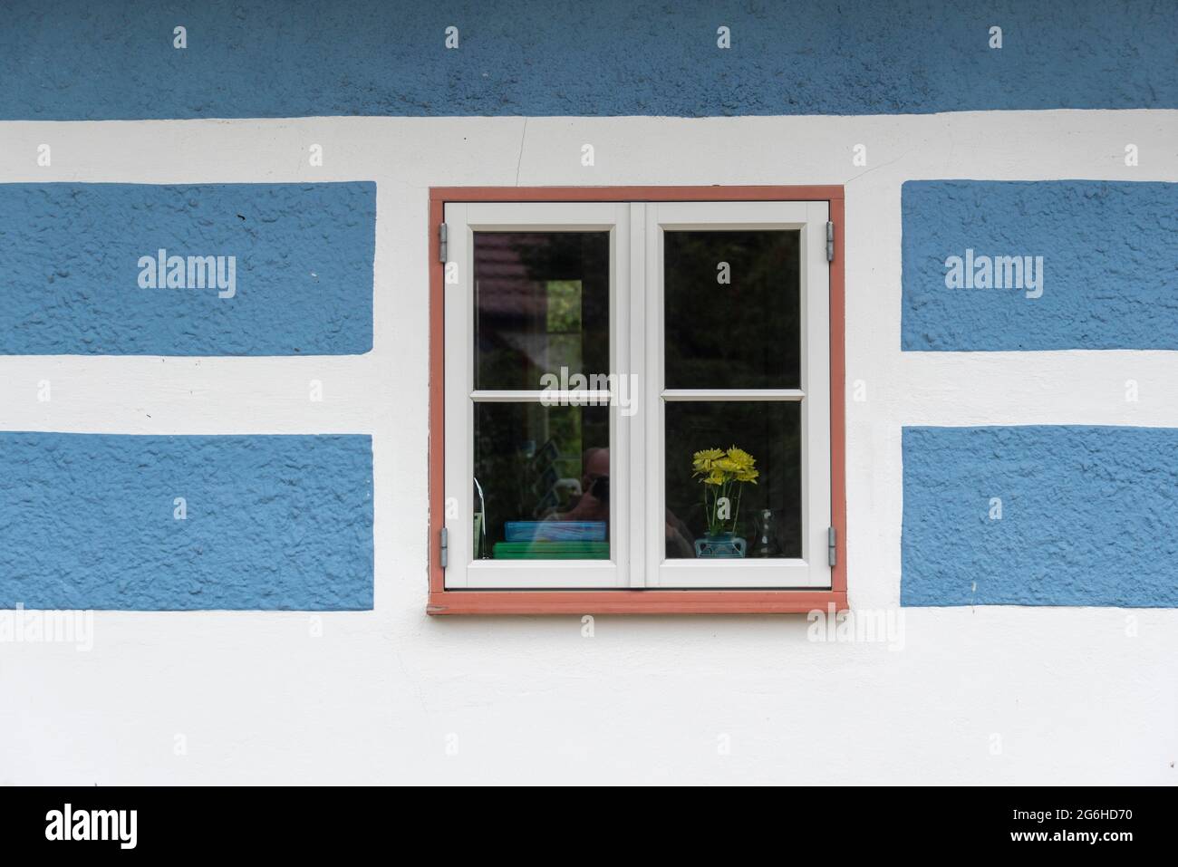 Hiddensee, Germany. 24th June, 2021. A window of the Karusel house. This is the former summer house of the Danish silent film diva Asta Nielsen. Credit: Stephan Schulz/dpa-Zentralbild/ZB/dpa/Alamy Live News Stock Photo