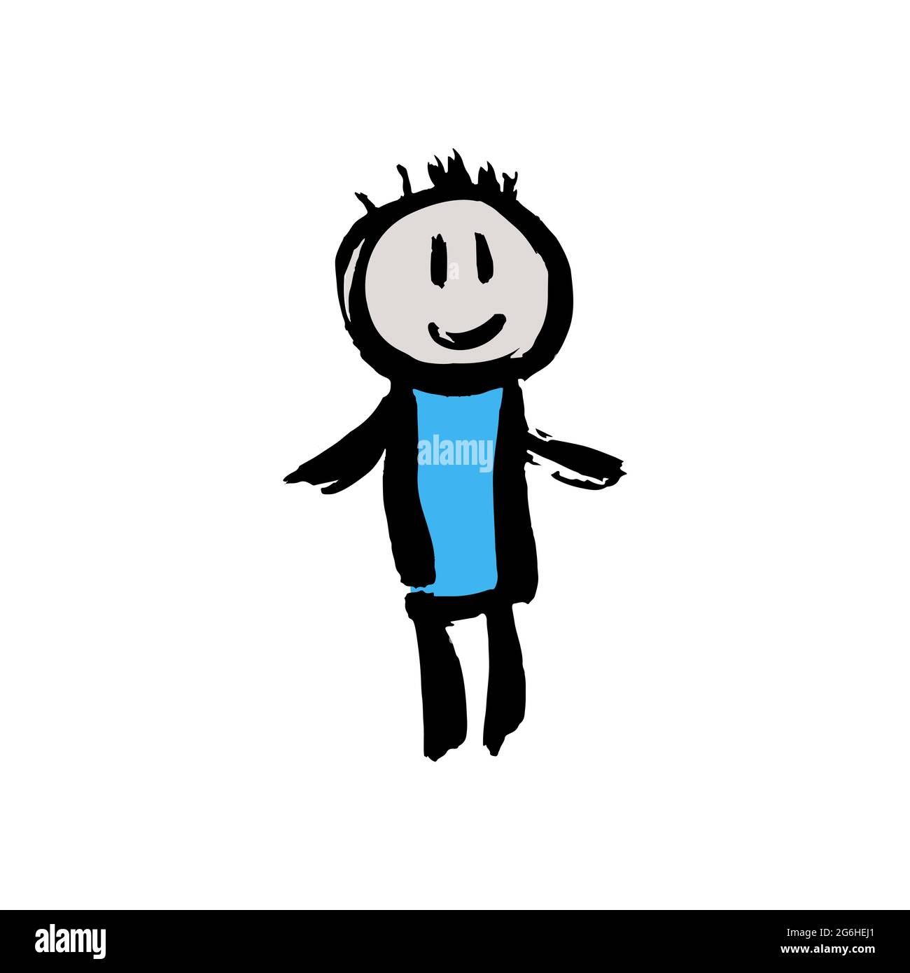 Boy icon. Hand drawing paint, brush drawing. Isolated on a white