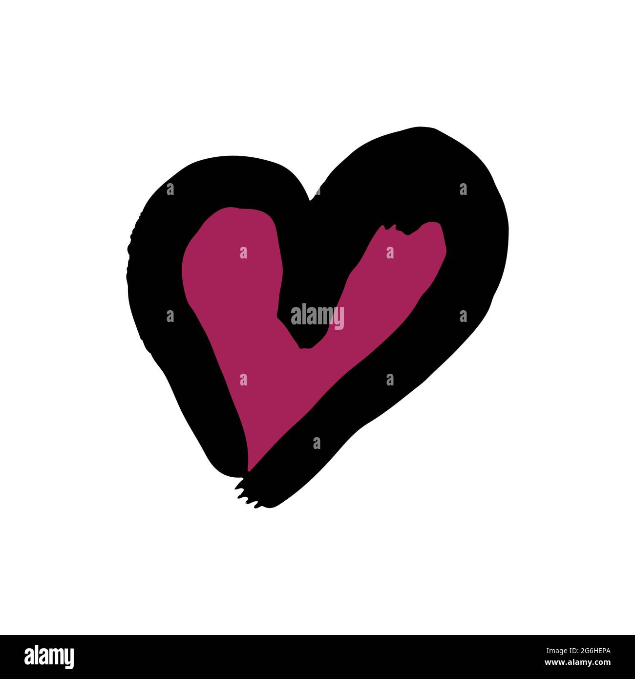 Romantic icon, heart. Hand drawing paint, brush drawing. Doodle grunge style icon. Sticker, pin Stock Vector