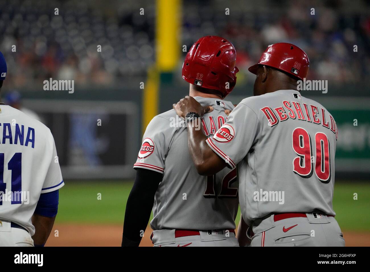 Cincinnati Reds' Tyler Naquin (12) plays in a baseball game