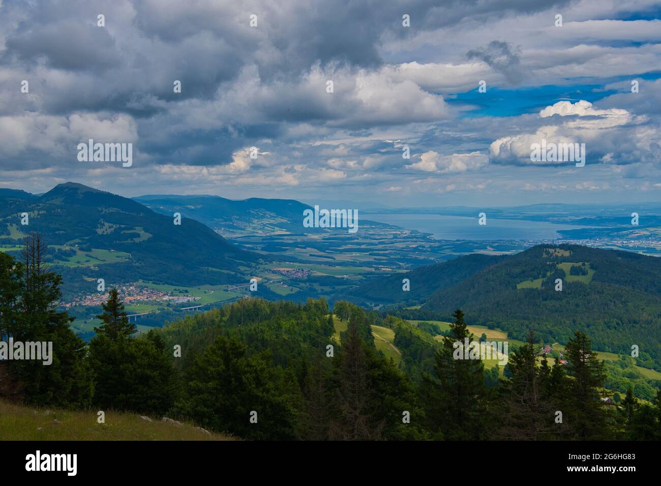 in the heights of the vallée de joux in the jura area in switzerland Stock Photo