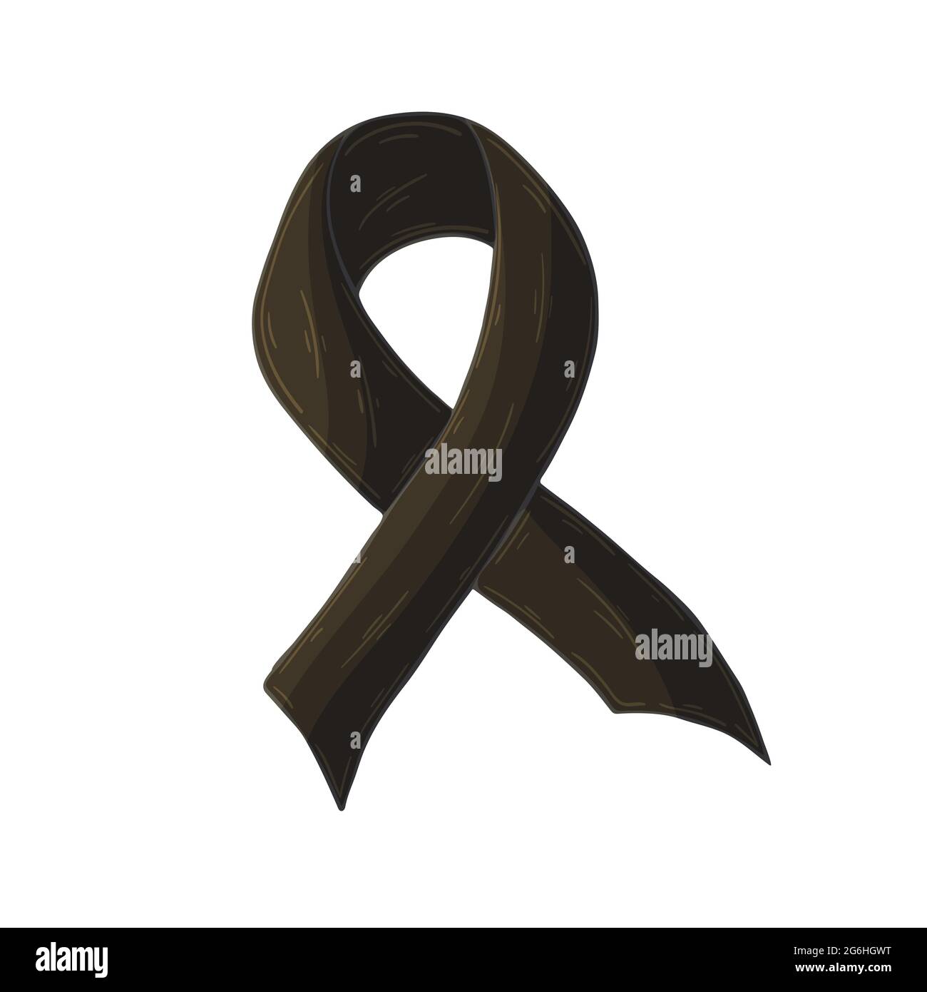 Vector icon in hand draw style. Image isolated on white background. Black ribbon. Memory of the victims of Stalinism and Nazism Stock Vector