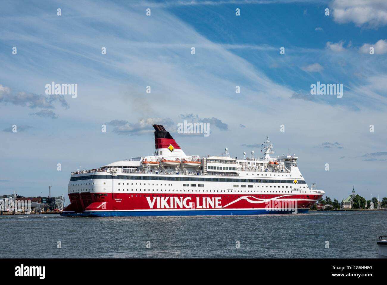 Cruise ship or ferry M/S Gabriella of Viking Line shipping company departing Helsinki, Finland Stock Photo