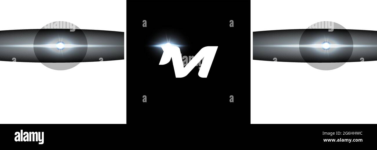 M letter logo, bold italic letter for automotive, speed race, sport ...