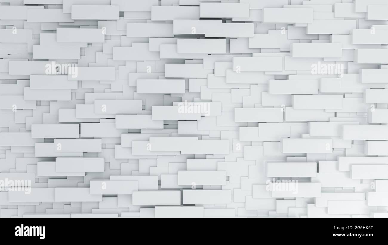Abstract background with white bricks n the wall. 3D illustration Stock Photo