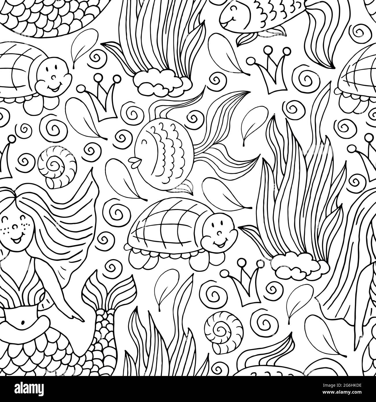 Vector Seamless pattern in hand draw style. Liner illustration. Pattern ...