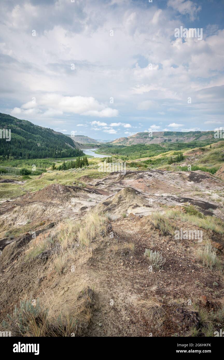 View at Dry Island Buffalo Jump, a traditional site for the indigenous buffalo hunt. Stock Photo