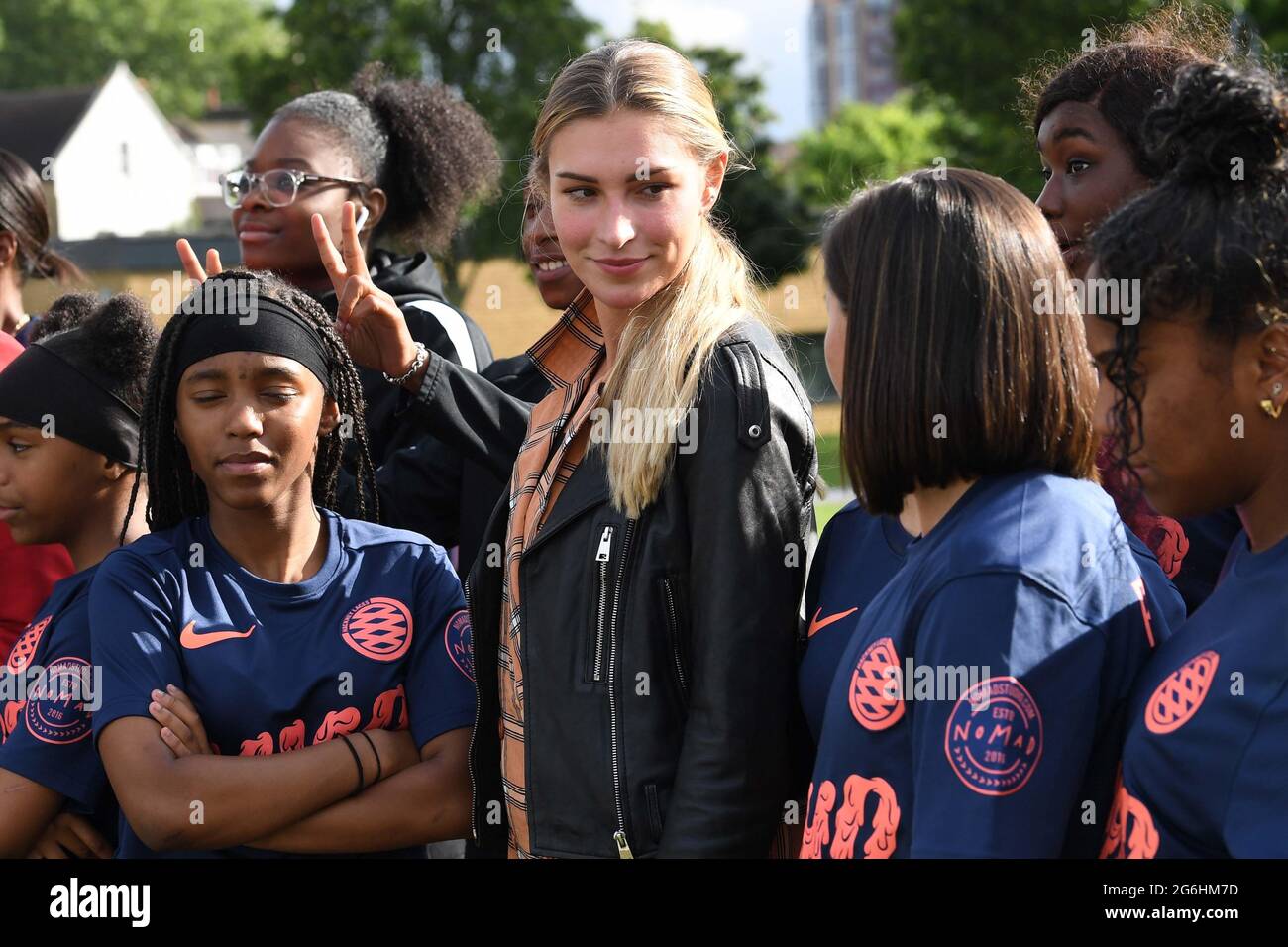 Love Island star and Influencer Zara McDermott meeting girls from Hackney  Laces football team to discuss their experiences of online abuse. Picture  date: Tuesday July 6, 2021 Stock Photo - Alamy