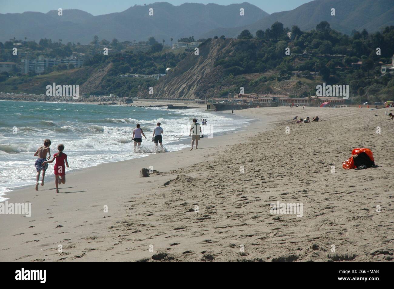 People enjoying clear day at Will Rogers Beach State Park near Santa ...