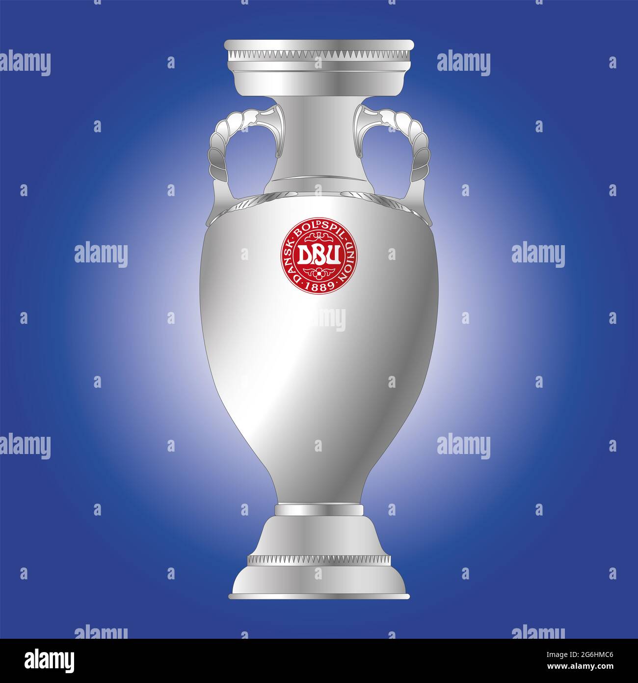 Europe, June 2021, Uefa cup for nations with Danish team logo, vector