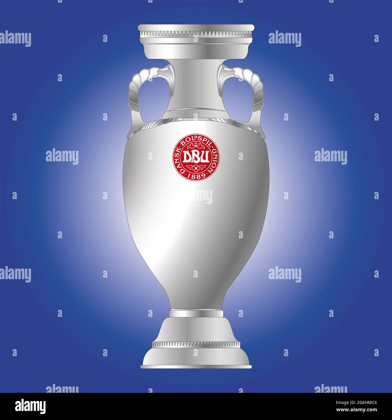 Europe, June 2021, Uefa cup for nations with Danish team logo, vector  illustration Stock Photo - Alamy