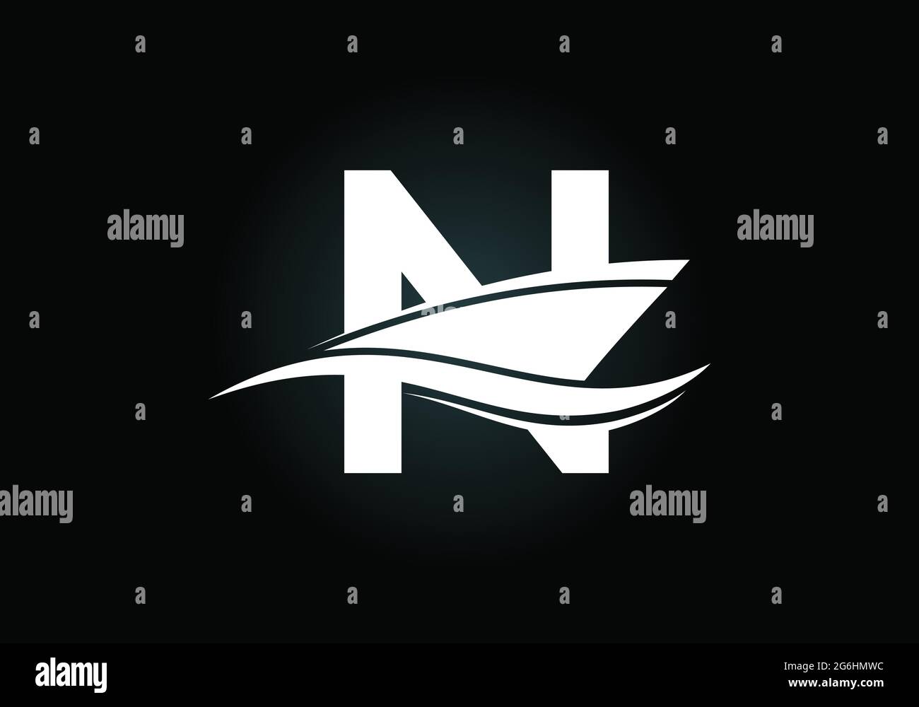 Capital letter N with the ship, cruise, or boat logo design template ...