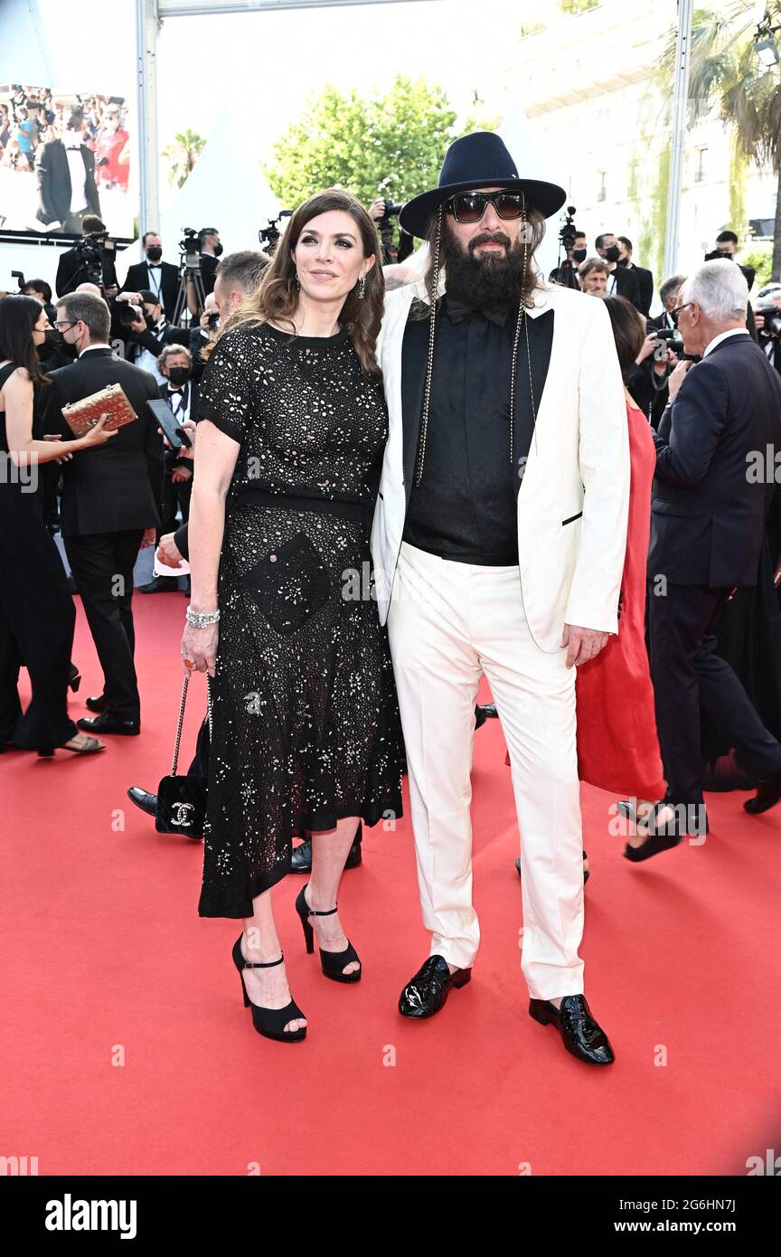 Sebastien Tellier and Amandine Martinon attending the ‘Annette’ screening and opening ceremony during the 74th annual Cannes Film Festival on July 06, 2021 in Cannes, France.  Photo by David Niviere/ABACAPRESS.COM Stock Photo