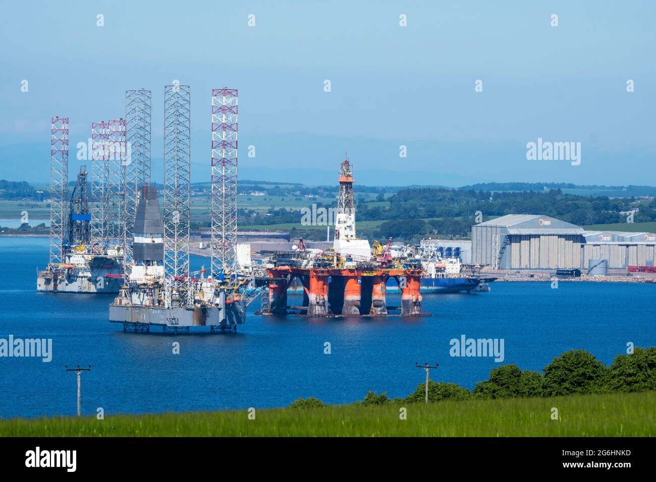 Global Energy Group Construction yard Nigg Bay, Cromarty Firth, Scotland. Stock Photo