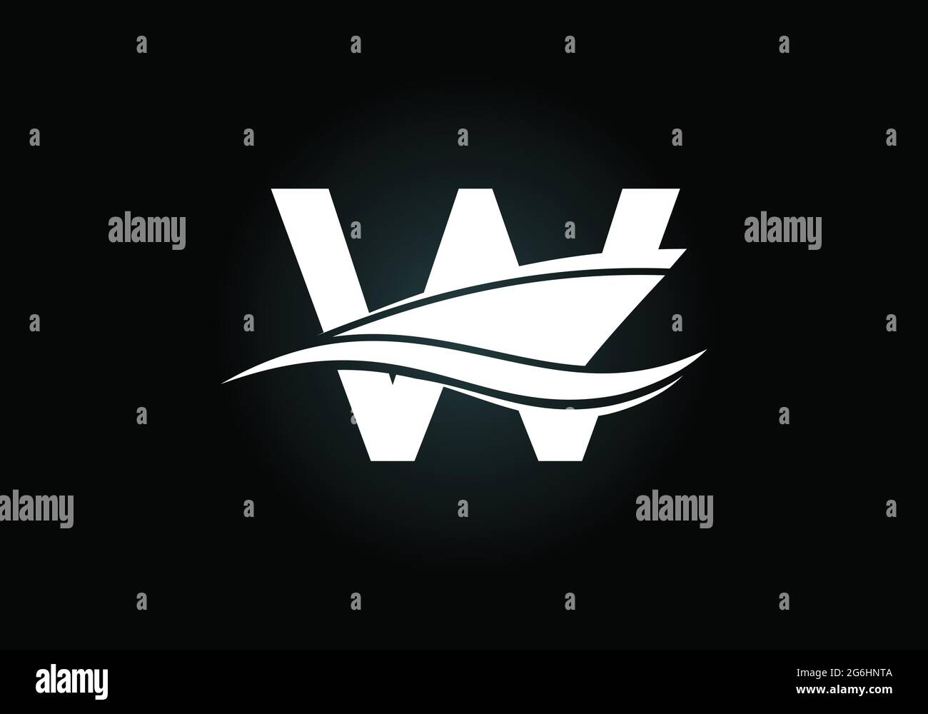 Capital letter W with the ship, cruise, or boat logo design template ...
