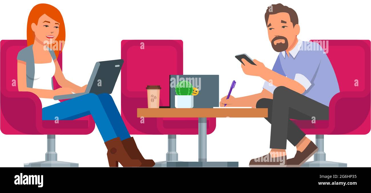 People at coworking office vector illustration isolated on white Stock ...