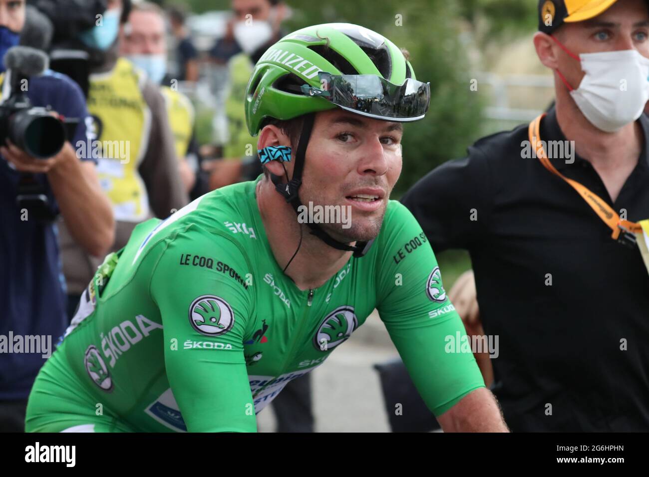 6th July 2021, Albertville, Auvergne-Rh&#xf4;ne-Alpes, France; TOUR DE  FRANCE 2021- UCI Cycling World Tour. Stage 10 from Albertville to Valence  on the 6th of July 2021, Valence, France. Mark Cavendish (GBR) DQT