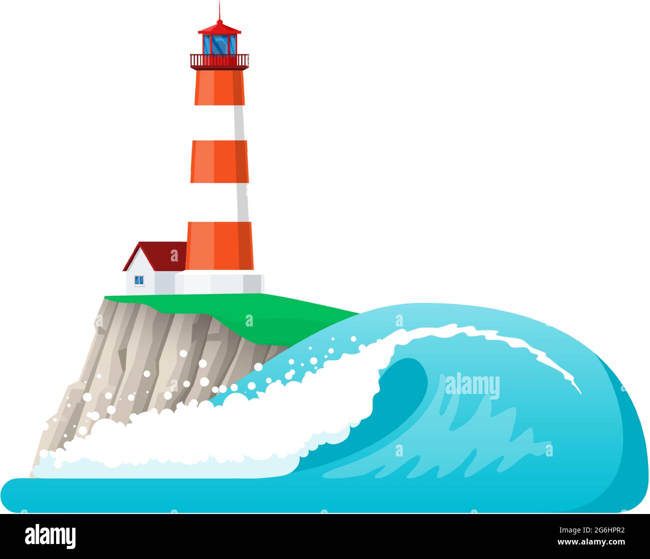 Lighthouse vector with sea or ocean landscape illustration Stock Vector ...