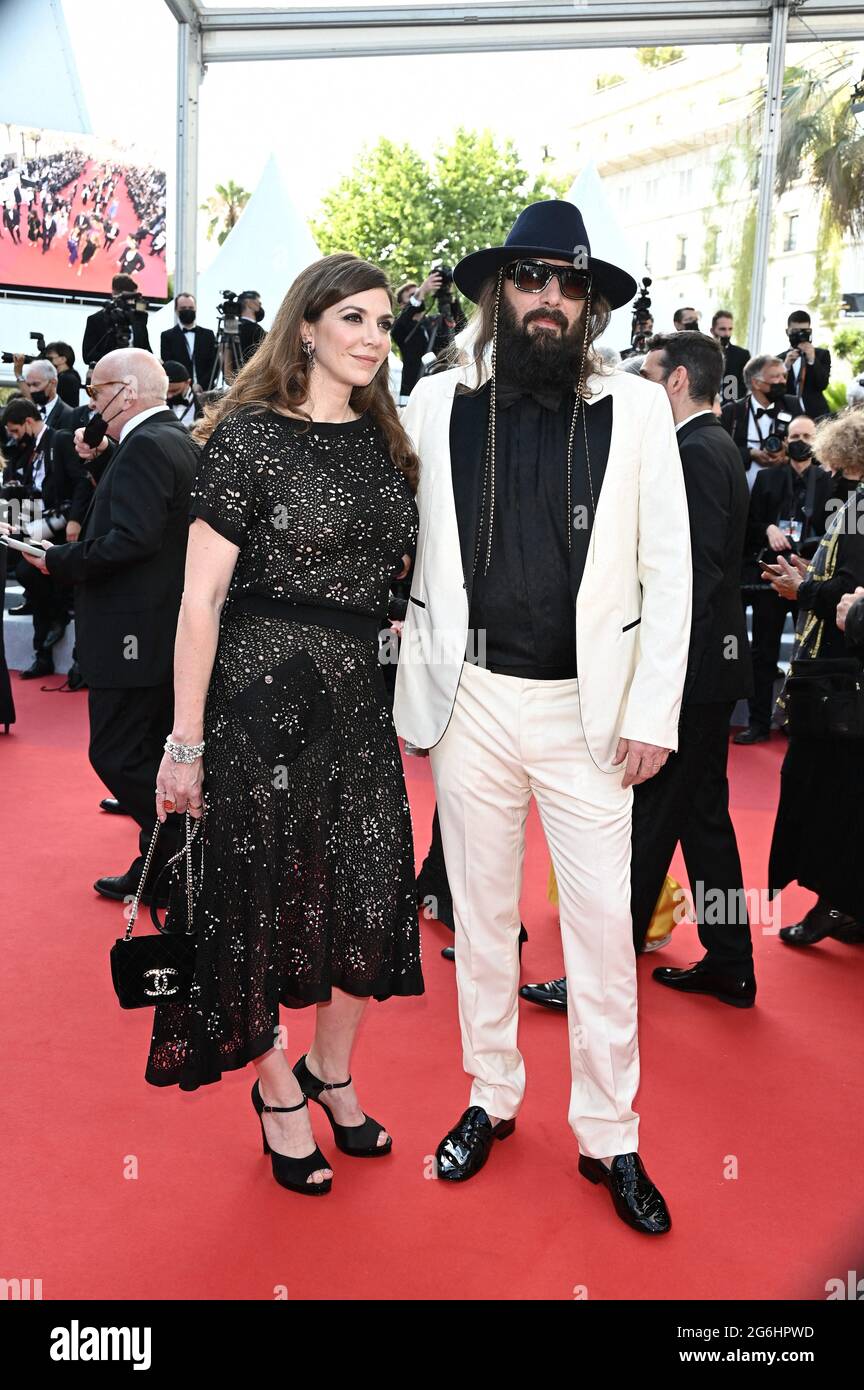 Cannes, France. 06 July 2021, Sebastien Tellier and Amandine Martinon attending the ‘Annette’ screening and opening ceremony during the 74th annual Cannes Film Festival on July 06, 2021 in Cannes, France.  Photo by David Niviere/ABACAPRESS.COM Stock Photo