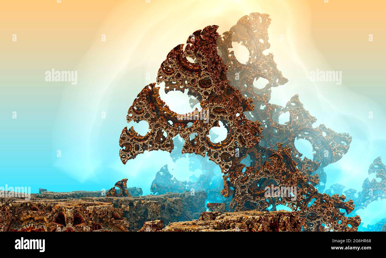 3d rendered Space Art: Alien Planet A Fantasy Landscape with peach and ...