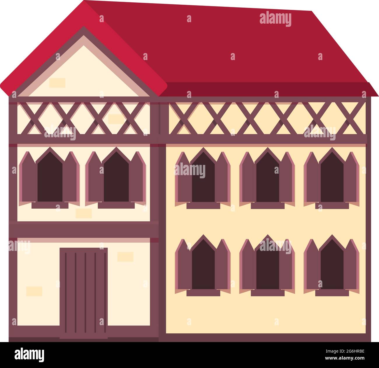 Medieval house icon cartoon vector. City town home. Wood village house Stock Vector