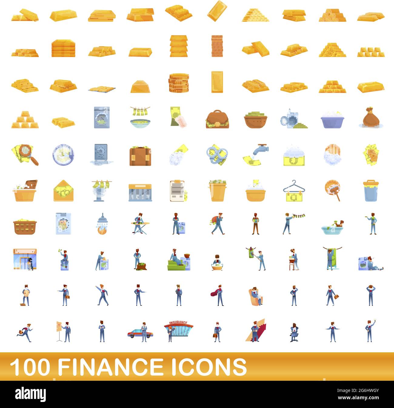 100 finance icons set. Cartoon illustration of 100 finance icons vector set isolated on white background Stock Vector