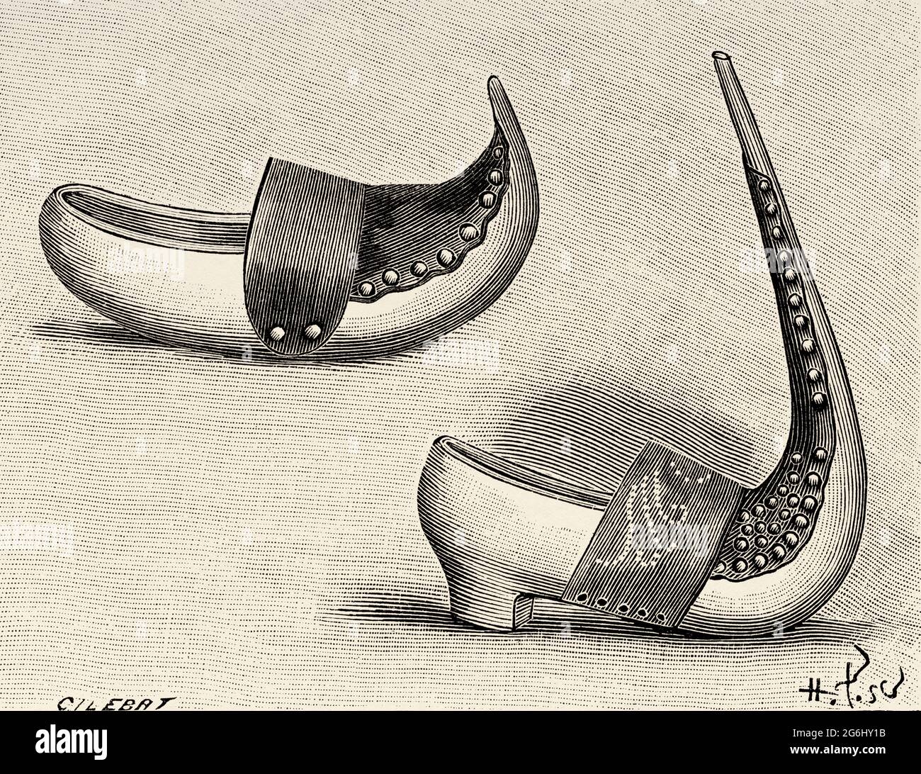 Clog shoe from the Pyrenees and clog shoe from Massat, Ariège. France ...
