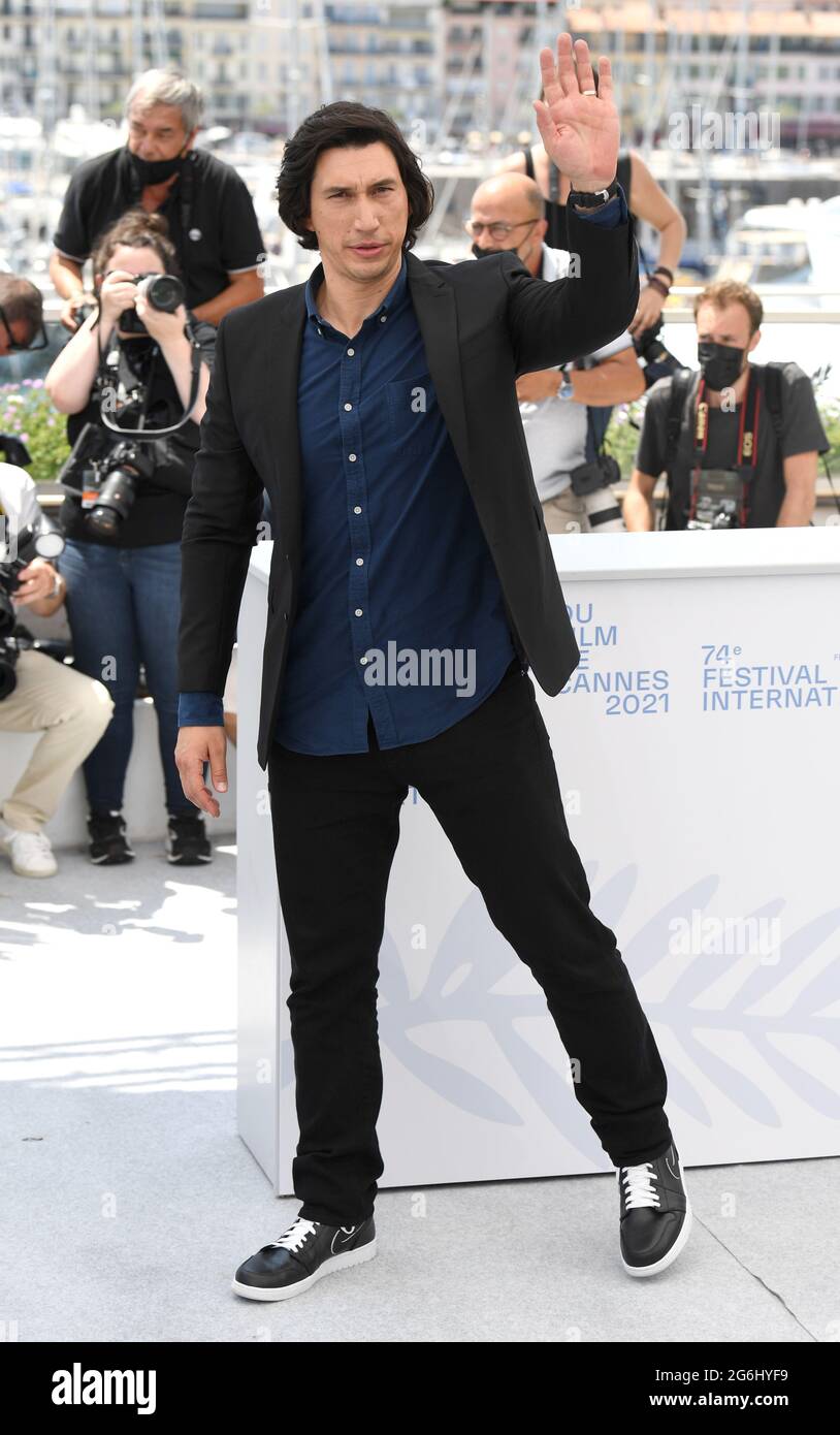 Cannes, France, 6 July 2021 Adam Driver at the photocall for Annette, held at the Palais des Festival. Part of the 74th Cannes Film Festival. Credit: Doug Peters/EMPICS/Alamy Live News Stock Photo