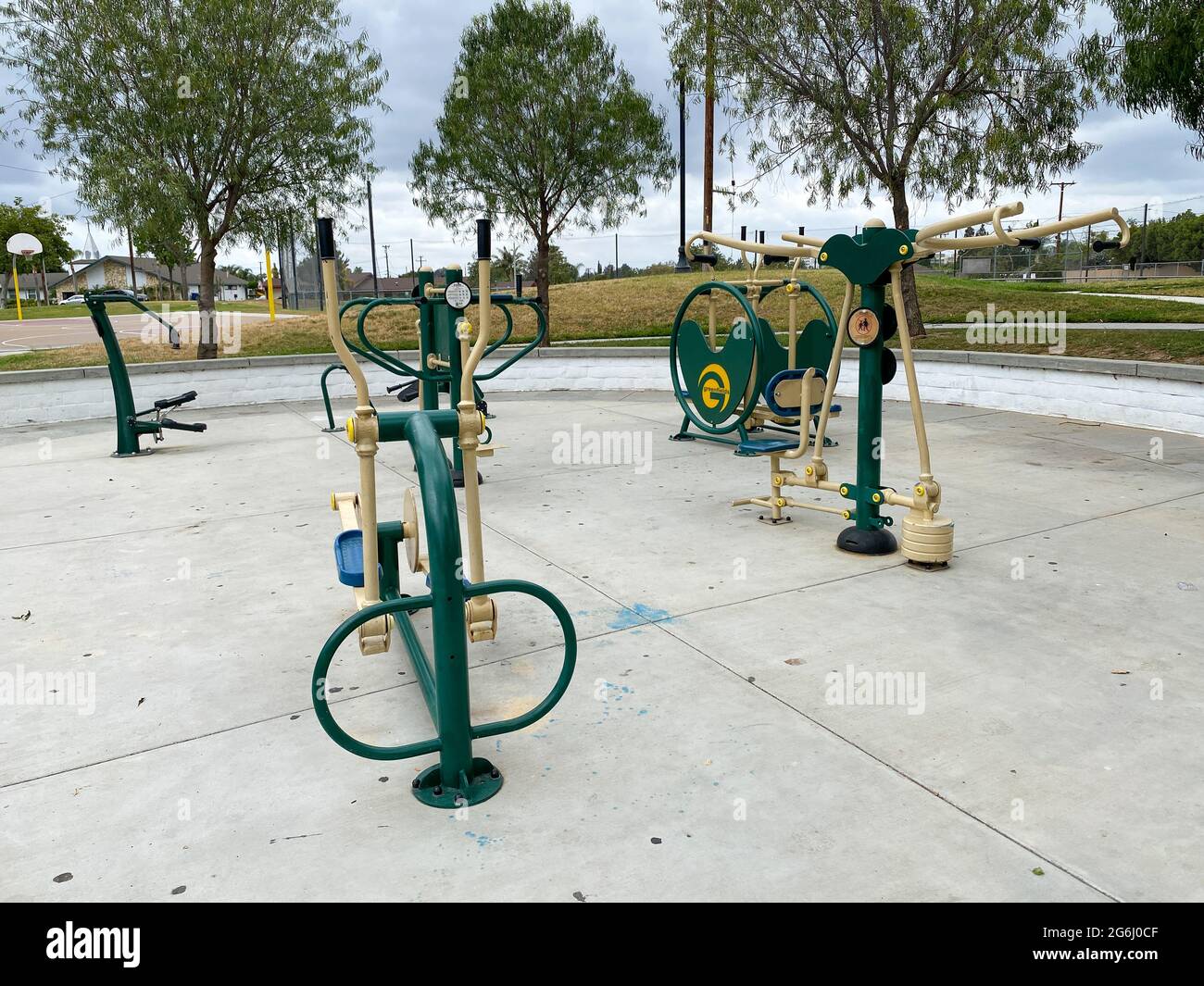 Outdoor fitness equipment in a public park. Free exercise