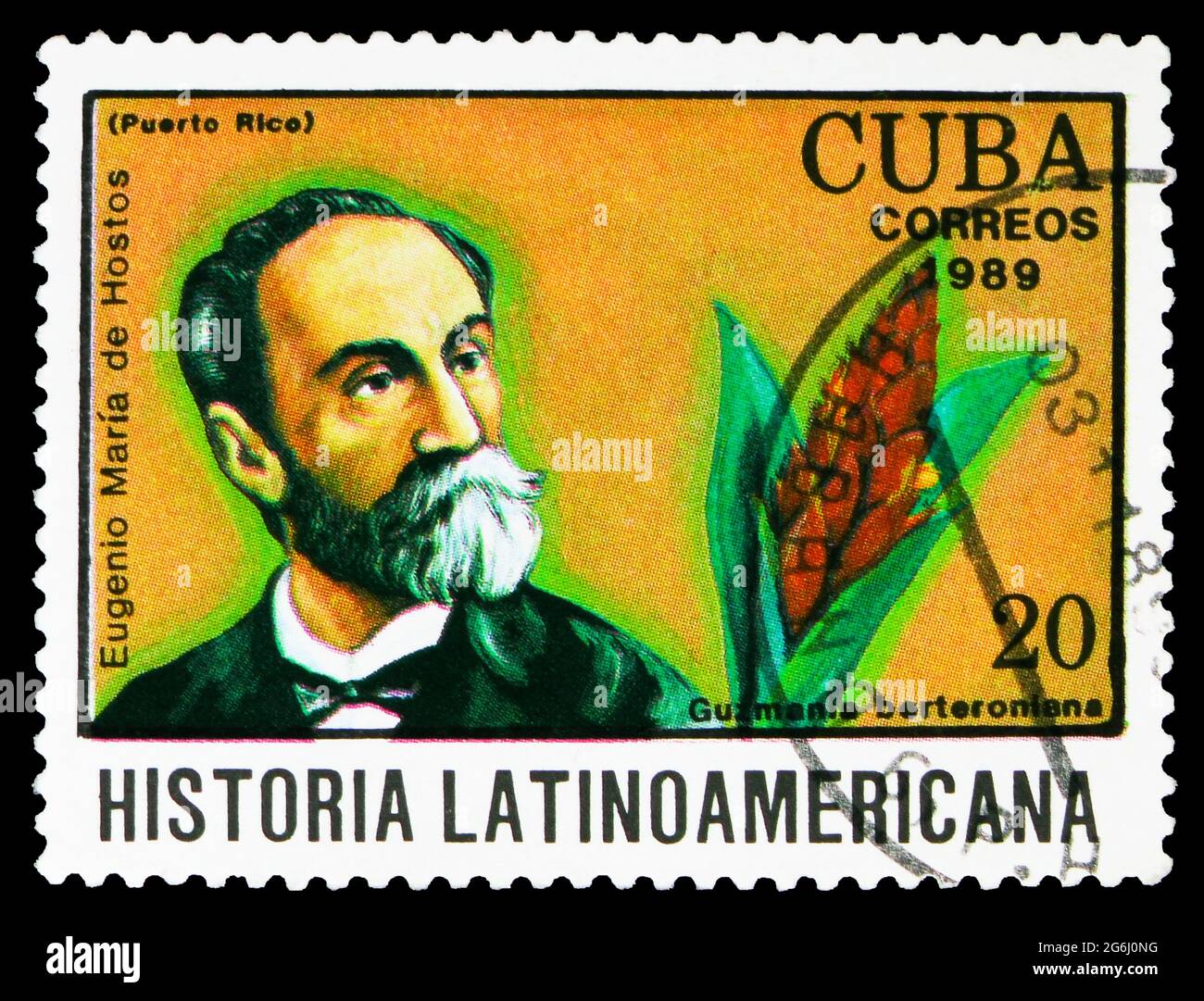 MOSCOW, RUSSIA - MARCH 21, 2020: Postage stamp printed in Cuba shows Eugenio Mari de Hostos, Latin american history serie, circa 1989 Stock Photo