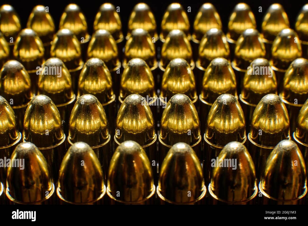 Pistol ammunition, 9mm Luger, cartridge, full metal jacket Stock Photo