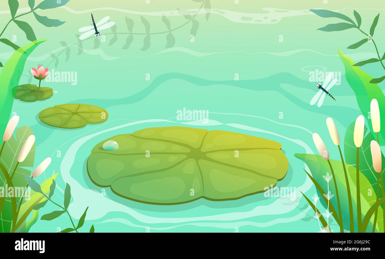 Pond or Swamp Nature Background Stock Vector