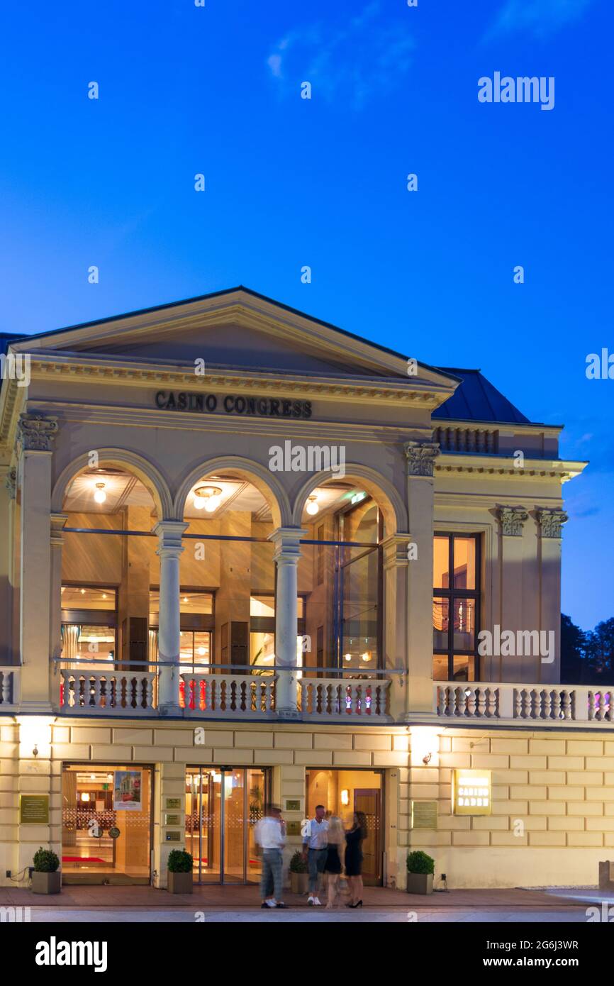 Baden: Casino, main entrance, largest casino in Europe including a congress and event center in Wienerwald, Vienna Woods, Niederösterreich, Lower Aust Stock Photo