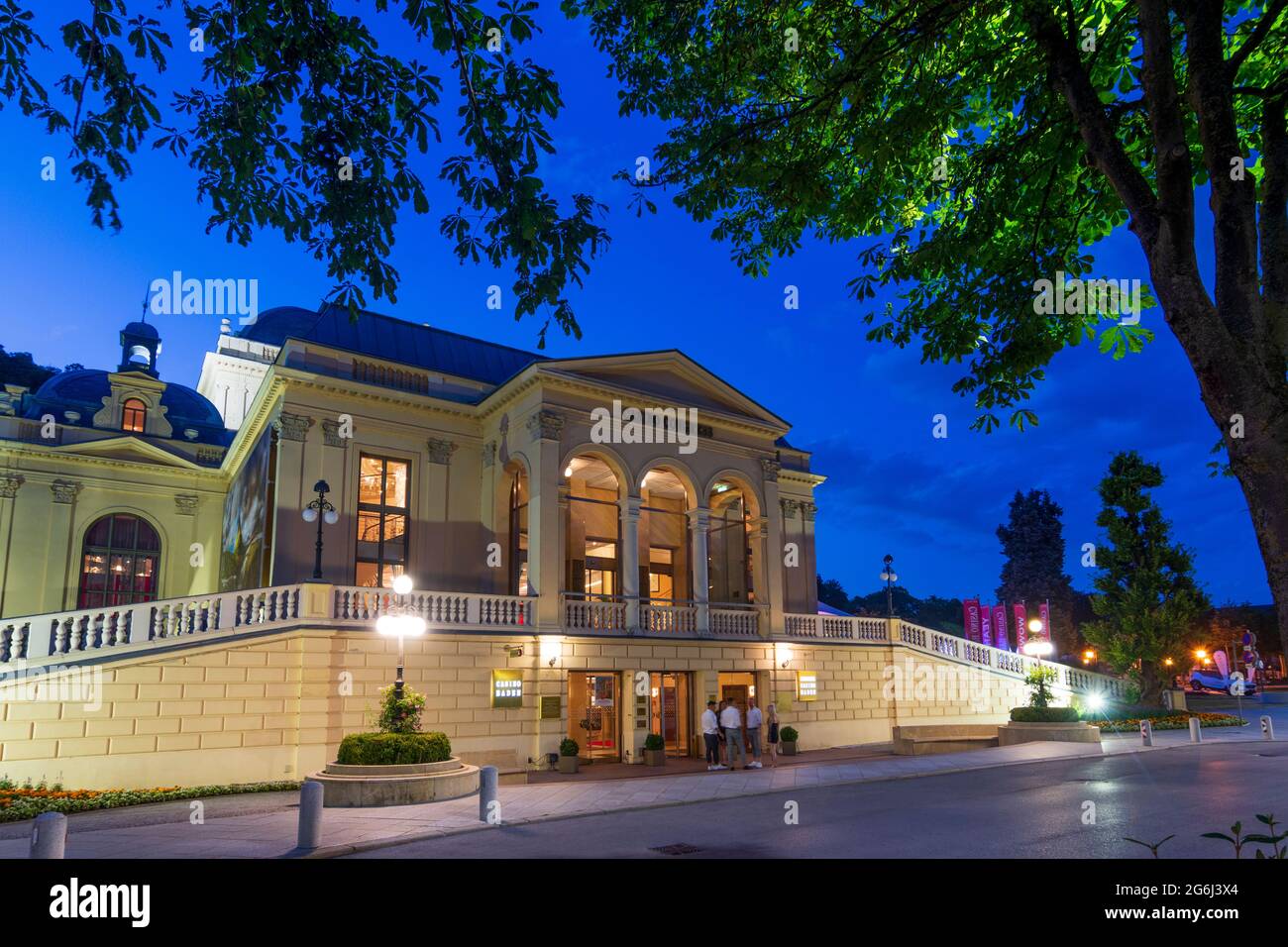 Baden: Casino, main entrance, largest casino in Europe including a congress and event center in Wienerwald, Vienna Woods, Niederösterreich, Lower Aust Stock Photo